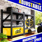 7000LBS Garage Shelving Heavy Duty, 4-Tier Metal Shelving Unit, Large Adjustable Garage shelves, Easy Assembly Utility Storage Rack Shelf for Warehouse, Basement, Pantry, 70” H×48” W×24” D, Black