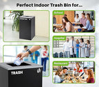 Alpine Industries 29 Gallon Commercial Indoor Recycle Bin, Modern Black Metal Container with Optional Lids