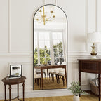 Full Length Mirror Arched Floor Length Mirrors, 71"x26" Large Full Body & with Stand & Arch Wall Mounted & Standing Mirror for Bedroom Living Room, Aluminum Frame, Black