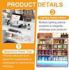 PAKASEPT Reception Desk with Counter for Retail & Checkout,Modern Front Reception Counter with LED Lights,Drawers & Open Shelves,Retail Counter with Storage for Countertop,Beauty Salon,Shop,Bar,White