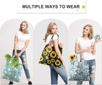 BeeGreen Rose Reusable Shopping Bags 6 Pack - Heavy Duty Washable and Foldable Polyester Shopping Bag for Women, Reusable Gift Grocery Totes Market Tote Bag with Handles for Travel Holiday