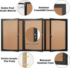 Mifuro 70"x34" Enclosed Bulletin Board, Outdoor Lockable Weather-Resistant Aluminum Cork Noticeboard for School & Office, Black Frame w/Cork