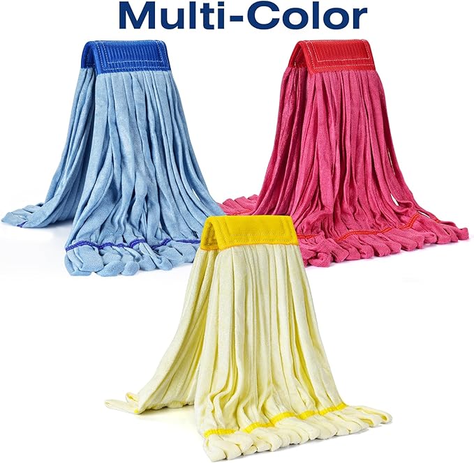 Matthew Cleaning Microfiber Tube Mop(Meduim,Blue,6Pack) Heavy Duty Mop Head Replacement,Excellent Absorbency,Premium launderability,Reusable,Loop end for Home,Commercial&Industrial Use