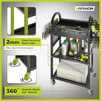 KAFAHOM Power Tool Cart with Charging Station, Rolling Cart with Drawer, Heavy Duty Power Tool Organizer with 360 Silent Wheels, Storage for Garage, Warehouse & Repair Shop