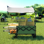 Collapsible Wagon with Wheels & Tailgate, 350LBS Wagons Carts Foldable Heavy Duty, Lightweight Portable Folding Utility Wagon Grocery Shopping Cart for Garden, Camping, Beach (Green)