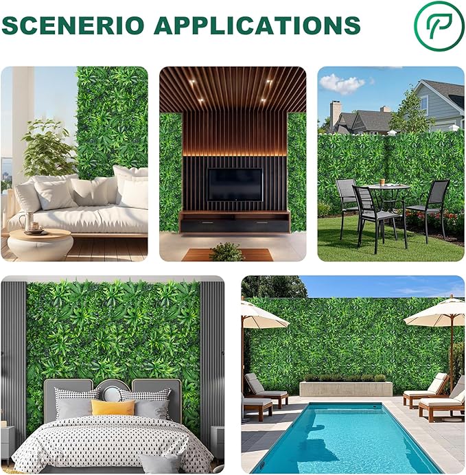 Greenery Grass Wall Panels, 40"x120" (33.33 sqft) Artificial Outdoor Ivy Privacy Fence Screen, UV-Anti Faux Boxwood Roll Grass Wall Panels for Garden Patio Balcony Decor