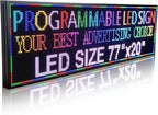 P10(77"*20") Outdoor Open Programmable Scrolling Led Sign Custom Wifi Led Signs For Wall Digital Signage Message Board Business Signs Board For Outside Advertising Sign Screen Panel