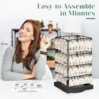 EsLuker.ly Rotating Earring Display Holder Stand for Vendors Events Selling, Large Capacity 64 Hooks Jewelry Rack with Wooden Base for Earring Card Sales, Enhances Retail Visibility