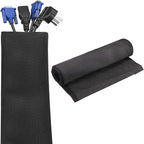uxcell Hook and Loop Cable Management Sleeve, 3.3ft x 3.5 Inch Flexible Cable Wrap Covers Wire Hider, Cord Organizer and Cable Protector for Desk TV Computer, Black