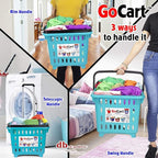 dbest products GoCart,Teal Grocery Cart Shopping Laundry Basket on Wheels