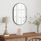 30x20 Mirror Runway Oval Wall Mounted Aluminum Alloy Metal Frame Rectangle Mirrors for Entryway Bedroom Bathroom Living Room 30 20 inch Black