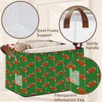 Football Storage Basket Large 17x11.5x10.5 Inches - Collapsible Sports Organizer Bin with Handles for Game Room,Toys,Laundry - Foldable Decorative Hamper with Football Pattern - Single Pack