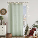 Vision Home Soft Green Pinch Pleated Semi Sheer Curtains Textured Linen Blended Light Filtering Window Curtains 102 inch for Living Room Bedroom Patio Pinch Pleat Drapes with Hooks 1 Panel 60"Wx102"L