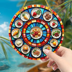 Acrylic Stained Panel Hanging-Radial Food Display Round Window Hanging Ornament,Wall Art Panel for Indoor/Outdoor Decor,Gift,Birthday for Women, Men, Wife, Aunt, and Mom 7.8in
