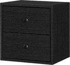 FUSUNBAO Magic DIY Cube Storage Organizer Stackable Cubes for Home Books Clothes Toy-Modular Cubby Storage System-Office Cubical-Bookcase Closet (Black, Drawer Cube)