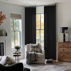Black Linen Curtains 102 Inches Long 2 Panels for Living Room Modern Thick Linen Flax Pinch Pleated Memory Trained Light Filtering Ceiling Semi Sheer 102 Inch Curtain with Hook Rings Back Tab