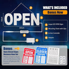 Open Sign for Business, 30"x10" Dimmable Large LED Open Signs with Hanging Installation for Bar Pubs Store Restaurant Office Hotel Salon Red & Blue