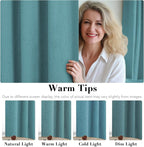 H.VERSAILTEX Primitive Linen Curtains 100% Blackout Curtain Drapes Burlap Fabric Curtains with White Thermal Insulated Liner, Grommet Top Drapes Living Room/Bedroom (2 Panels, 42 x 63 Inch, Teal)