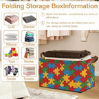 Jigsaw Storage Bins with Handles, Collapsible Storage for Clothes, Gift Basket, Blankets & Closet Organization
