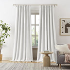 DUALIFE Pinch Pleated Blackout Curtains 132 Inch Long 11ft, Accordion Style Thermal Insulated Drapes with Hooks, Back Tab Ceiling Traverse Curtains for Living Room, Greyish White,40x132, 2 Panels