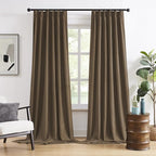 DUALIFE Chocolate Brown Pinch Pleated Blackout Curtains 108 Inches Long, Back Tab with Hooks, Linen Full Black Out Thermal Insulated Track Curtain for Bedroom Living Room,40" Wx108 L, 2 Panels