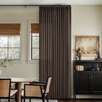 Dark Chocolate Pinch Pleated Linen Curtains 2 Panels for Living Room Bedroom Memory Training Shaped Semi Sheer Pleat Drapes with Hooks Rings Light Filtering Window Curtain 40x108