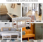 Kmax Storage Entryway Bench Tufted Shoe Rack Bench Wood Window Bench for Hallway Entrance Bedroom Corner-1 Seat, Gray