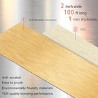 GSCIT Club Gold Edge Banding, 2 Inch x 100ft Aluminum Brushed Edge Banding PVC Edge Trim for Cabinet Repair Furniture