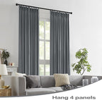 DUALIFE Full Blackout Pinch Pleated Curtains Dark Gray, Back Tab with Hooks, Thermal Insulated Track Curtains for Bedroom Living Room,50" W x 105" L, 2 Panels Charcoal Grey
