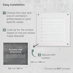 Vent Systems 5 x 5 Inch (Inner) White Vent Cover - Square Metal HVAC Return Air Grille with Mesh Screen - Register Wall Vent Duct Grill - Outdoor, Indoor, Crawlspace Exhaust Ventilation