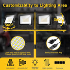 TOPRATED 2 Pack Led Work Light with Stand,28000 Lumen 110V 4 Adjustable Head Outdoor Flood Lights,Foldable Mechanic Light with 16.5Ft Power Cord,Portable Waterproof Tripod with Lamp for Workbench