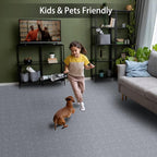 Peel and Stick Carpet Tiles, 12" x 12" Self-Adhesive Soft Floor Stickers,Light Gray Easy Install DIY Rug for Kids' Room, Bedroom, Dining Room, 20 PCS (20 sq ft/Box)