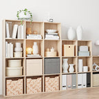 Wooden Storage Organizer with Closed Back Panel, 11in Cube Shelf Opening, Bookshelf, Display Shelf,Closet Cabinet for Home and Office (White Oak, 9-Cube 35.98L*9.45W*35.91H)