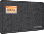 Bulletin Board, 36 x 24 inches Felt Board - Decorative Pin Board, Cork Board Alternative for Wall, 3' x 2' Foldable Self-Adhesive Vision Board Prayer Board with 20 Pushpins - Dark Gray