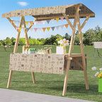 Outdoor Vendor Cart, Portable Cart with Canopy, Movable Stall Display Stand, Foldable Vending Stand Kiosk Display Trolley with Canopy, for Market, Street Food, Events(Brown,150cm/59in)
