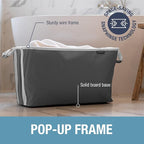 CleverMade Collapsible Laundry Basket Hamper - Denim Shadow Gray 2-Pack 60L - Space Saving Storage Organizer with Handles Foldable Home Organization