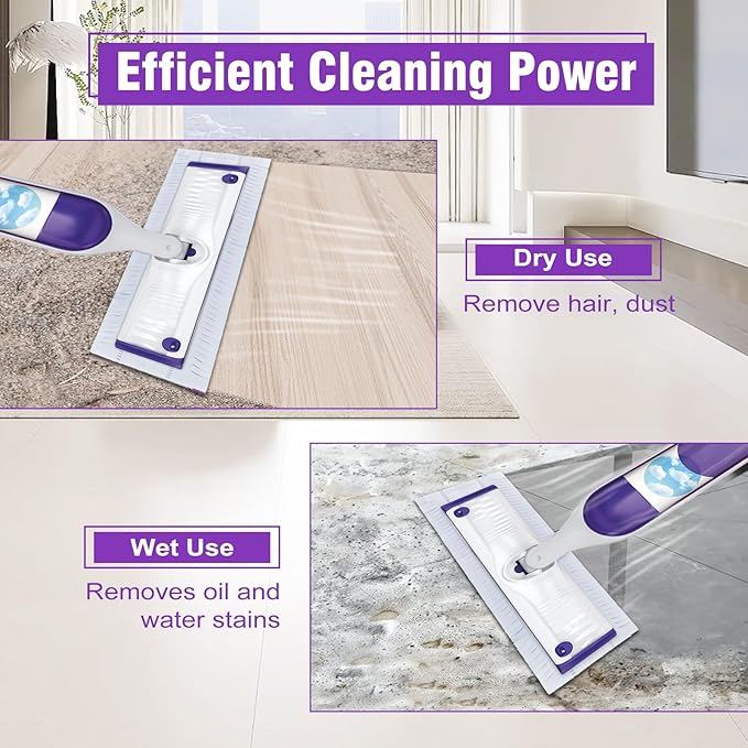 60 Pack Power Mop Refill Pads for Swiffer Power Mop , Disposable Swifter Wet Pad Refills for Swiffer, Replacement Spray Wet Pads Refills for Multi-Surface&Wood Floor Cleaning