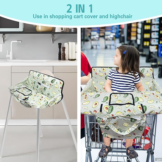 Shopping Cart Cover for Baby,2-in-1 High Chair Cover with Portable Cloth Bag,Cart Seat Pad for Babies Grocery Cushion Cover Restaurant,Suitable for All Supermarkets