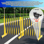 2 Set 16.8FT Industrial Metal Expandable Barricade，Retractable Traffic Fence with Casters, Folding Security Gate, Portable Barricade Gate for Construction Area, Traffic Control, Driveway and Garden