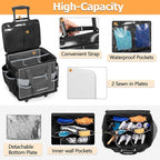 Large Rolling Cleaning Caddy with Detachable Trolley & Lid, Cleaning Cart on Wheels with Shoulder Strap & Handles, Cleaning Supplies Organizer with Multi Pockets for Cleaning Tools Storage