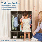 ECR4Kids Streamline 3-Section Toddler Coat Locker with Bench, Kids Furniture, Grey Wash