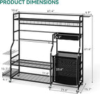 YITAHOME Multi-Functional Sports Organizer for Garage, Golf Gear Storage Rack for 3 Bags and Clubs, Ball Storage Bins with Wheels, Multi-Layer Sports Equipment Rack with Hooks