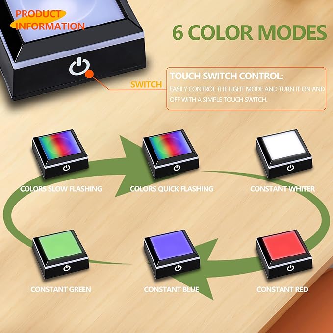 ZEERSHEE 2.5*1.5inch Multicolor LED Light Base, 6 Lighting Mode Color Change Square Display Light Base for 3D Crystal Art and Glass Ball Resin Figurine Battery/USB Power