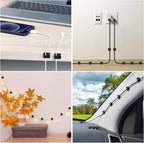 60 PCS Adhesive Cable Clips, Upgraded Wall Wire Clips for Cable Management, Strong Cord Clips Wire Holders for The Wall, Under Desk, Christmas Lights, Car, Dash Cam, Ethernet, Electric Wires Small