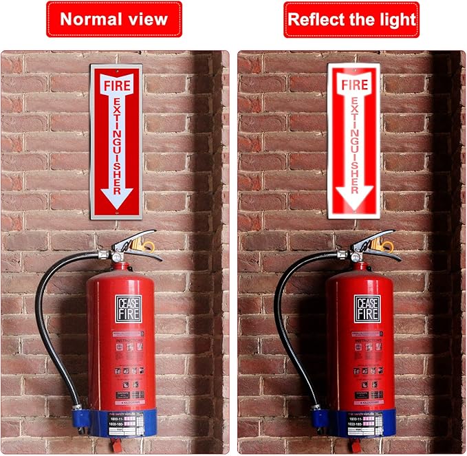 Tondiamo 4 Pack Fire Extinguisher Sign 4 x 12 Inch Fire Rust Aluminum Signs Laminated for Ultimate UV, Weather, Scratch, Water and Fade Resistance, Indoor and Outdoor