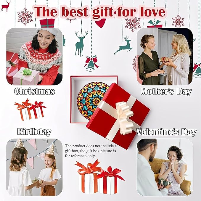 Acrylic Stained Panel Hanging-Radiant Floral Display Round Window Hanging Ornament,Wall Art Panel for Indoor/Outdoor Decor,Gift,Birthday for Women, Men, Wife, Aunt, and Mom 7.8in