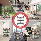 3-Tier Foldable Utility Cart with Wheels, Portable Rolling Storage Trolley, 167 lbs Load Capacity, No-Assembly Organizer for Office, Home, Garage, Restaurant, and Warehouse, Grey