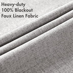 MIULEE Linen Texture Curtains for Bedroom Solid 100% Blackout Thermal Insulated Light Gray Curtains Grommet Room Darkening Drapes for Living Room Nursery 52x63 Inch (2 Panels)