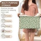 Vintage Groovy Flowers Storage Basket Large 17x11.5x10.5 Inche-Collapsible Fabric Organizer Bin with Handles for Living Room,Bedroom,Blankets-Decorative Hamper with 70s Retro Floral Design-Single Pack