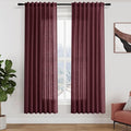 Nanspring Burgundy Curtains 72 Inch Length for Living Room Semi Sheer Light Filtering Door Drapes 2 Panels Set for Kids Bedroom Light Filtering Back Tab Rod Pocket Modern Farmhouse Decor 52x72